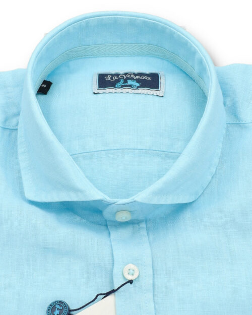 la vespita serie 56205 camisa lino patron semientallado cuello 370 color 10 turquesa 100 lino (1)