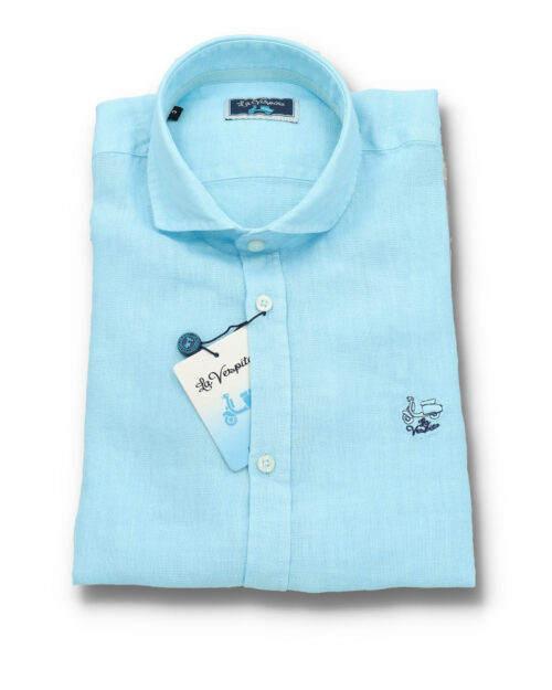 serie 56205 camisa lino la vespita patron semientallado cuello 370 color 10 turquesa 100 lino