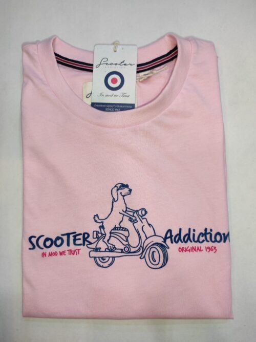 camiseta scooter cool dog rosa