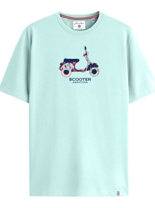 camiseta scooter motoflower verde agua