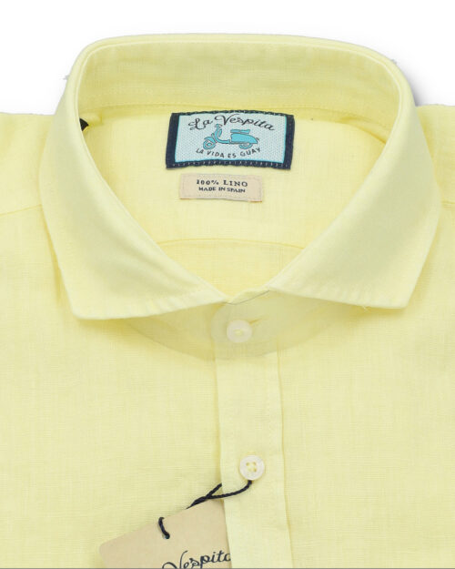 la vespita serie 56205 camisa lino patron semientallado cuello 370 color 2 amarillo 100 lino (1)