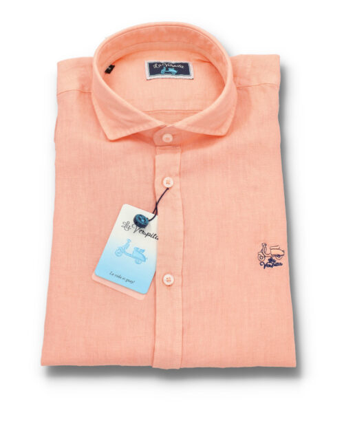 serie 56205 camisa lino la vespita patron semientallado cuello 370 color 3 salmon100 lino