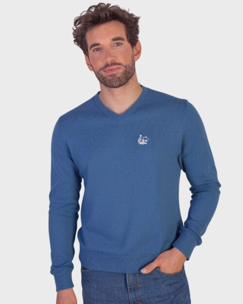 serie 51046 sueter cuello pico basico algodon color 3 azul