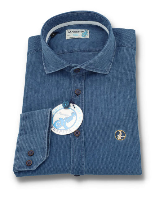 camisa la vespita azul lavada 6508