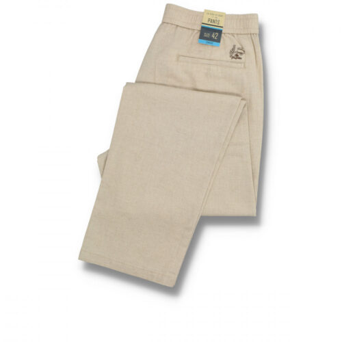 serie 516 pantalon chino gomas la vespita con elastico color 2 beige 55lino 45algodon