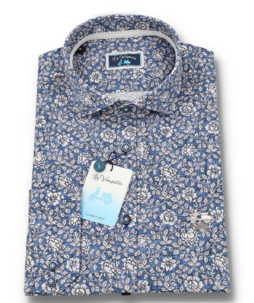 Camisa La Vespita Estampado Azul 6549