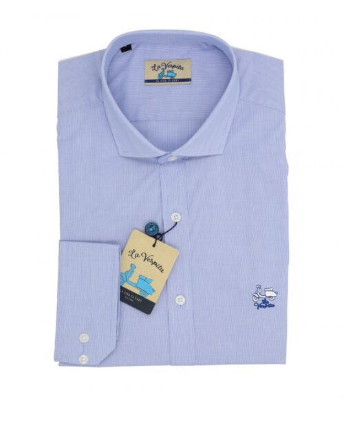 camisa la vespita serie 55988 microestampada algodon elastano patron semientallado color unico