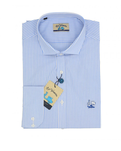camisa la vespita serie 55989 microestampada algodon elastano patron semientallado color unico