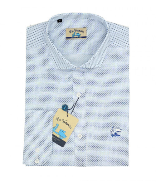 camisa la vespita serie 55994 microestampada algodon elastano patron semientallado color unico