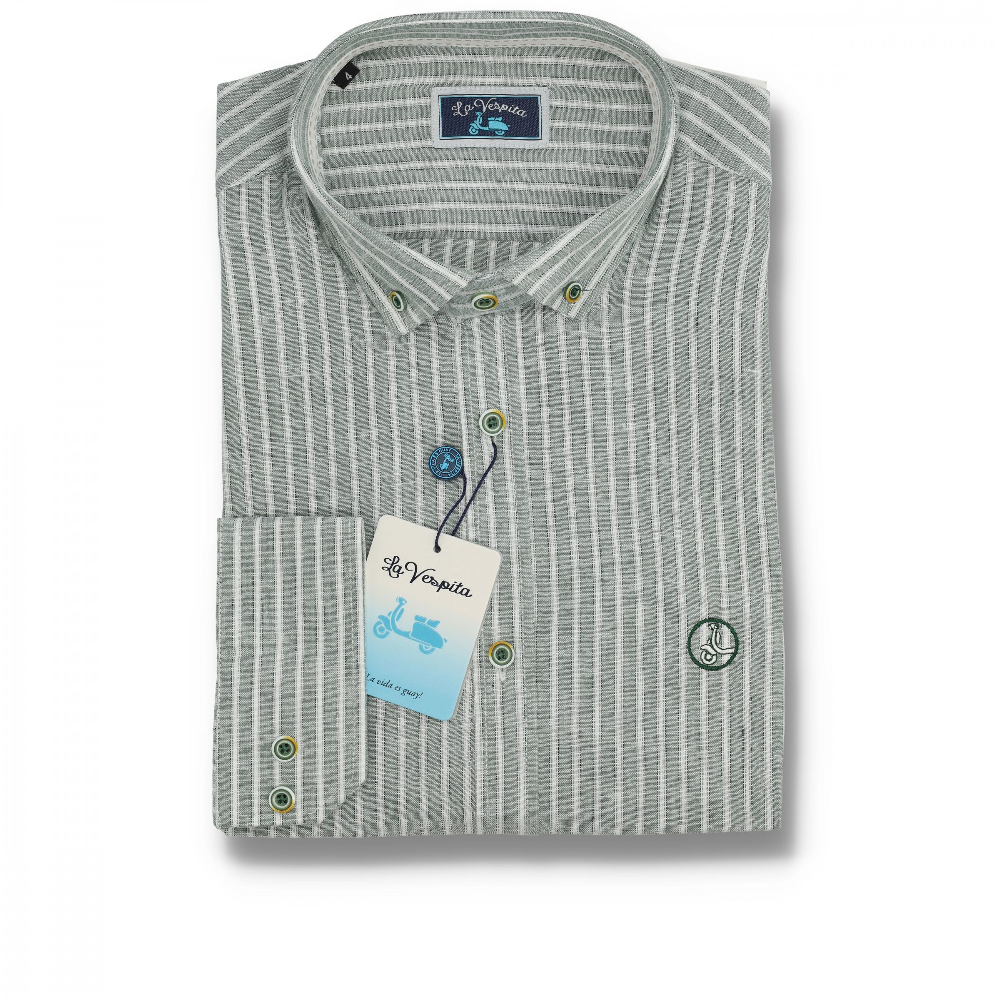 serie 565221 camisa la vespita rayas patron semientallado cuello 305 100 algodon color 1