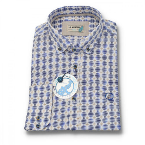 serie 565351 camisa la vespita microestampada patron semientallado cuello 305 100 algodon color unico