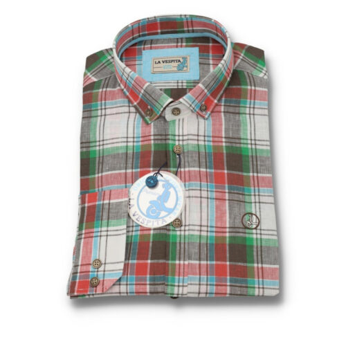 serie 565661 camisa la vespita cuadros algodon patron semientallado cuello 305 100 algodon color unico